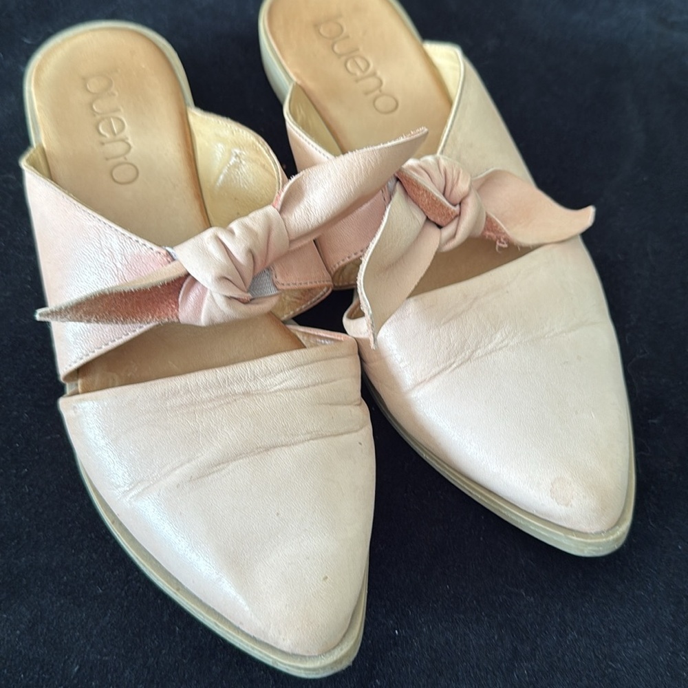 Bueno pale petal pink Leather Women's bow Mules size 36 - Picture 5 of 13